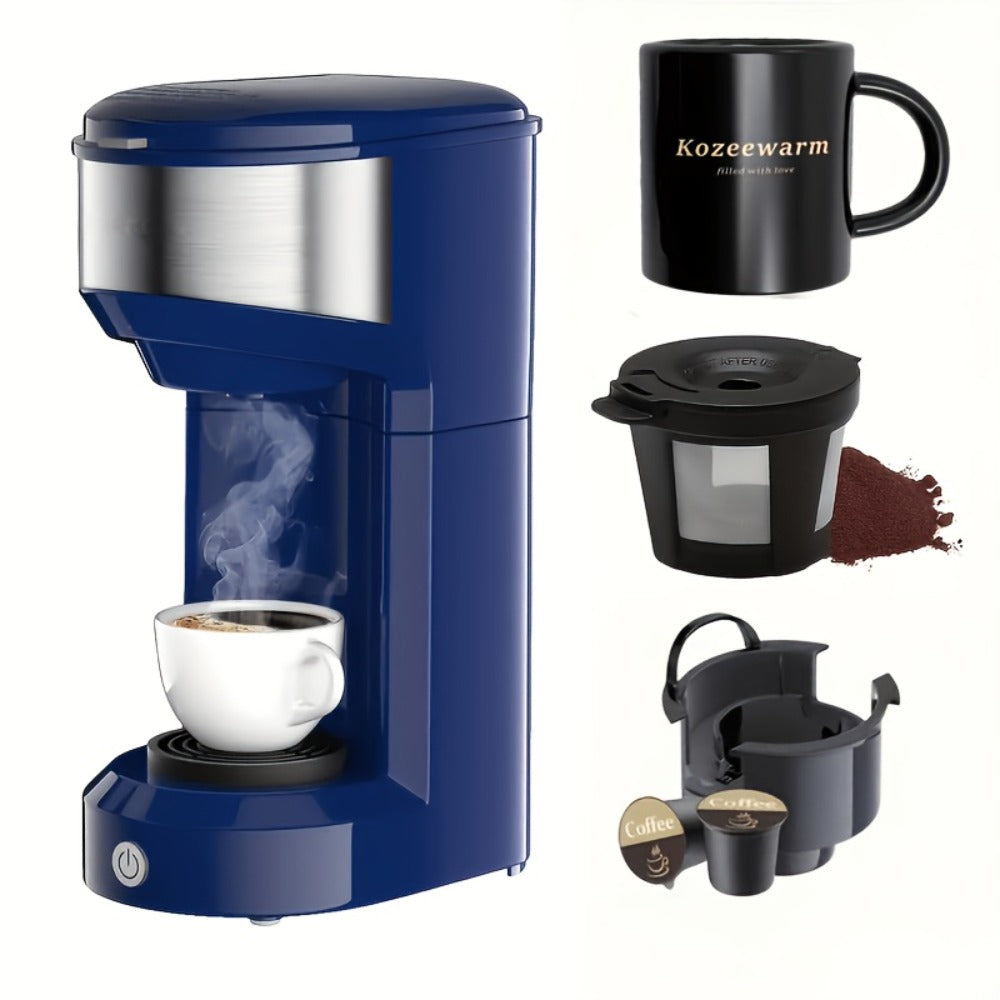 3-in-1 Coffee Machine Single Serve Brewer for K-Cup Pods Ground Coffee and Tea Compact with Reservoir for Kitchen Office Home Dark Blue Black Blue Red Green
