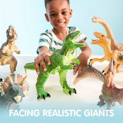 Toddler Dinosaur Figures with Educational Book – 6 Jumbo Soft Realistic Dinosaur Toys for Toddlers 1+ Years, Learning Playset for Kids, Perfect Gift for Boys & Girls, Christmas & Birthday Toys