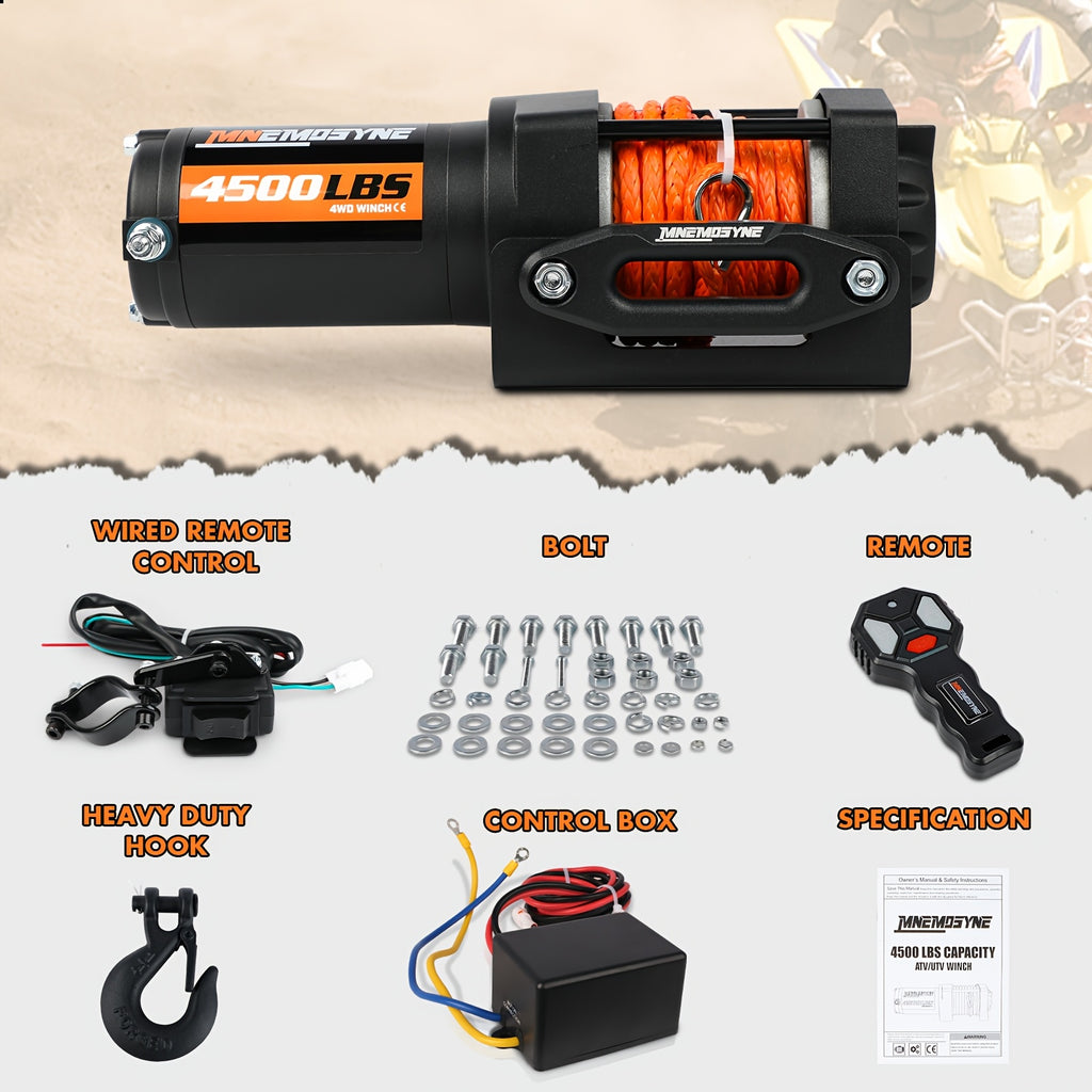 14500lb/5000lb/4500lb/3000lb Electric Winch 12V Winch Steel Cable Synthetic Rope Offroad Towing Trucks Trailers SUVs Offroad Recovery Robust Construction for SUV Trailer Boat Winch ATV UTV ATV Winch Kit 4WD 4X4