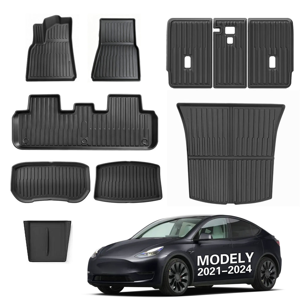 FRUKA New for Model Y Juniper Floor Mats 2025 2026 | All-Weather Car Full Set | Front Rear Floor Liner Cargo Liners Trunk for Tesla for Model Y | TPE Interior Accessories 5 Seater(Not for Standard)