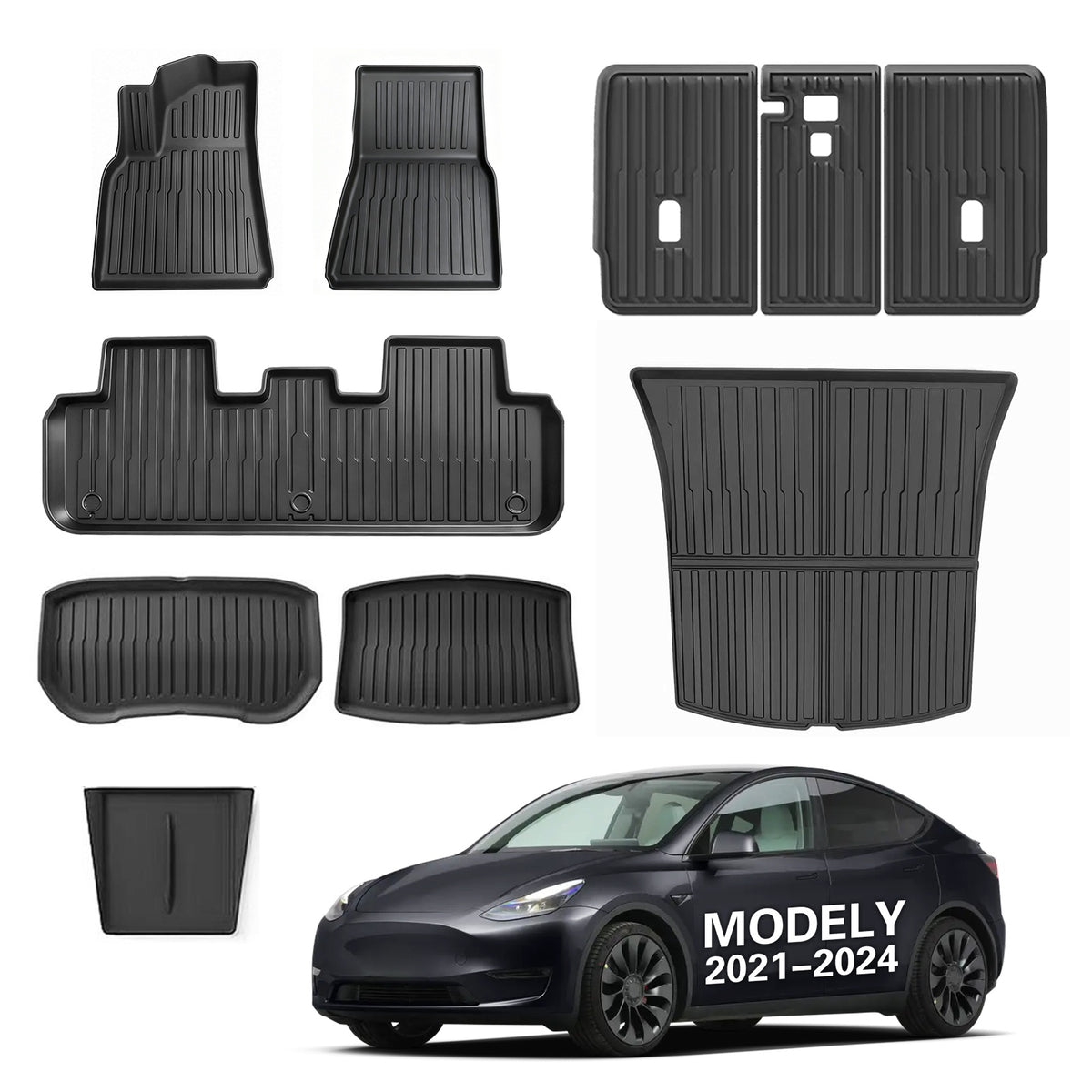 FRUKA New for Model Y Juniper Floor Mats 2025 2026 | All-Weather Car Full Set | Front Rear Floor Liner Cargo Liners Trunk for Tesla for Model Y | TPE Interior Accessories 5 Seater(Not for Standard)