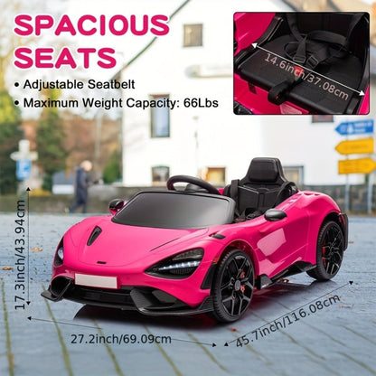 12V Kids Ride On Car Electric Vehicle with Hydraulic Doors Remote Control LED Lights MP3 Player 3 Speeds Smooth Start Birthday Christmas Gift Boys Girls