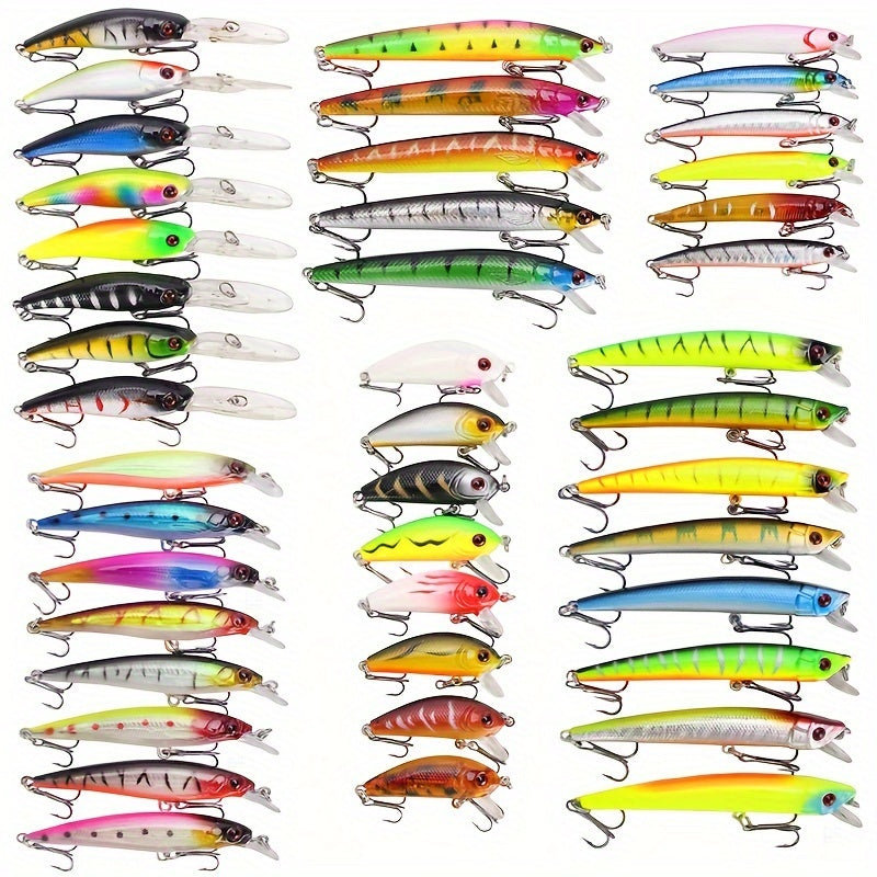 Minnow Fishing Lures Set 43pcs – Plastic Crankbait Hard Baits for Freshwater & Saltwater Angling