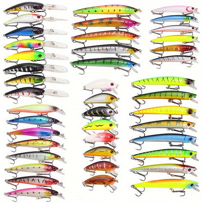 Minnow Fishing Lures Set 43pcs – Plastic Crankbait Hard Baits for Freshwater & Saltwater Angling