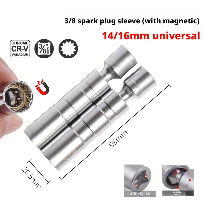 Upgraded 1pc/ 2+ 3pcs Magnetic Universal Spark Plug Socket Tool Set, Includes 0.55In And 0.63In Universal Spark Plug Removal Kit, Vehicle Maintenance Kit Repair Tools, Professional-Grade Tools, Durable Magnetic Sockets