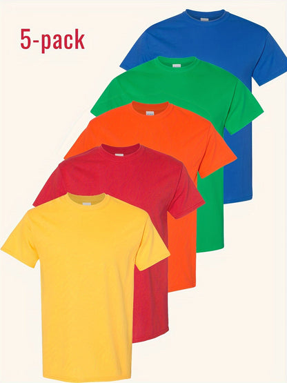 Men's Solid Color T-Shirt - Classic Neck Short Sleeve 079589