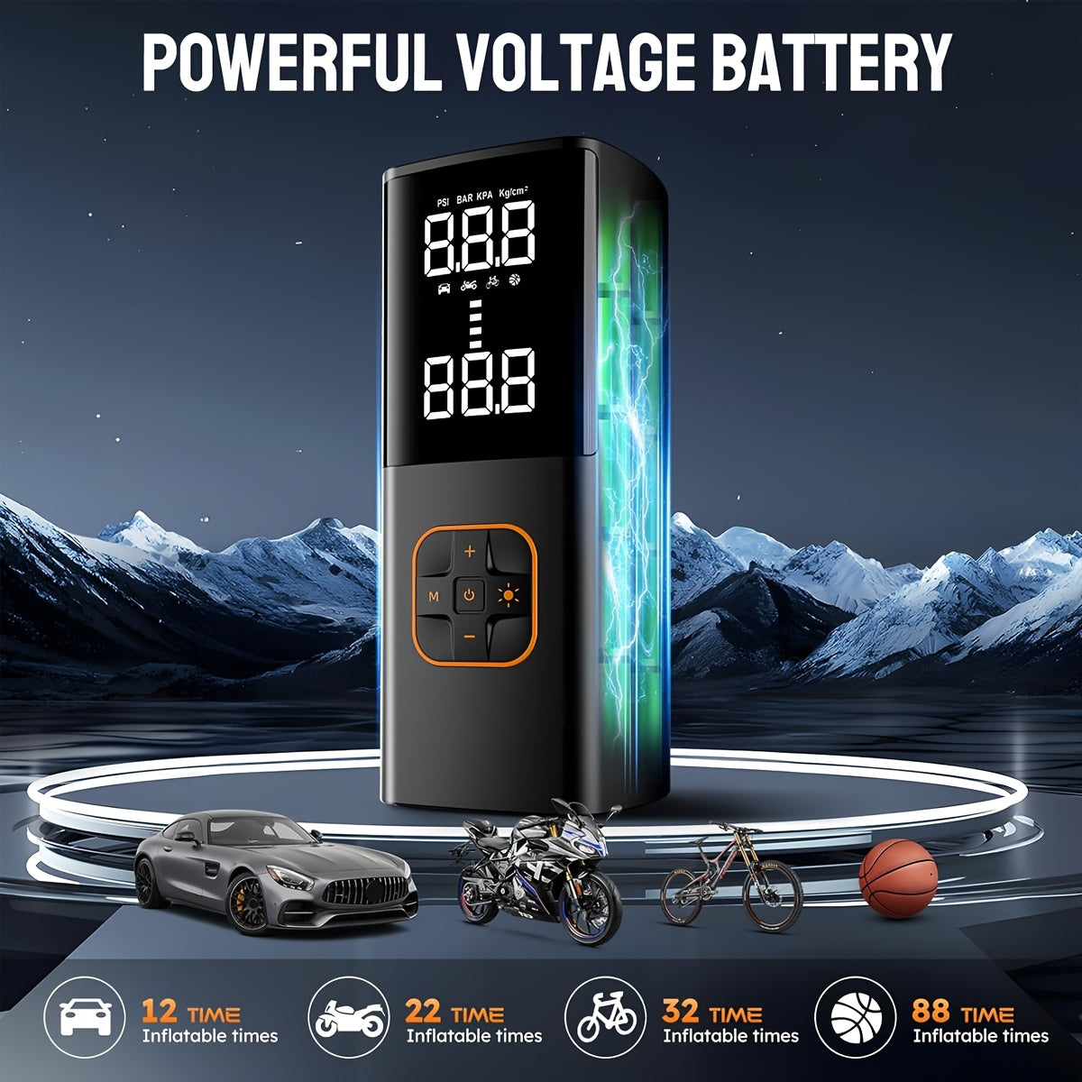 Portable Tire Inflator with Digital Pressure Gauge, Car Tire Pump, 2026 New Model, 180PSI, Rechargeable Battery, LED Light, Cordless Air Pump, Wireless Bicycle Tire Pump, Suitable for Cars, Motorcycles, Bicycles, Balls, Etc.