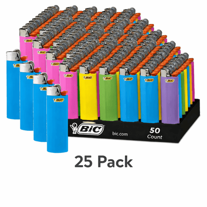BIC Classic Pocket Lighters Bulk, Assorted Colors, Reliable Windproof Flame for Candles Fireplace Camping Grill, 4/6/8/10/20/25/50 Pack Value Set
