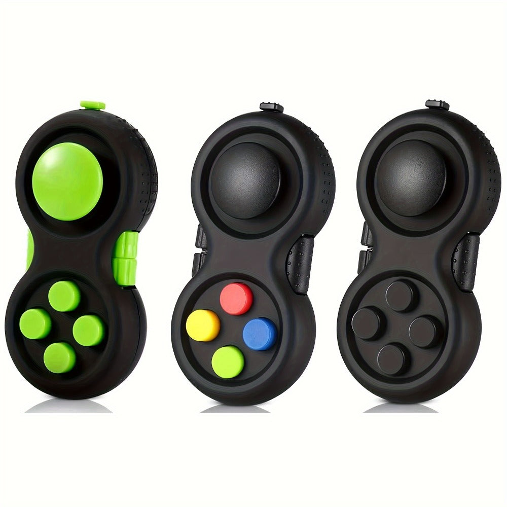 Fidget Controller Cube 3-Pack – 8 Fidget Options Stress Relief Toy for Kids Adults ADHD Anxiety | Clickable Buttons Joystick Roller Assorted Colors