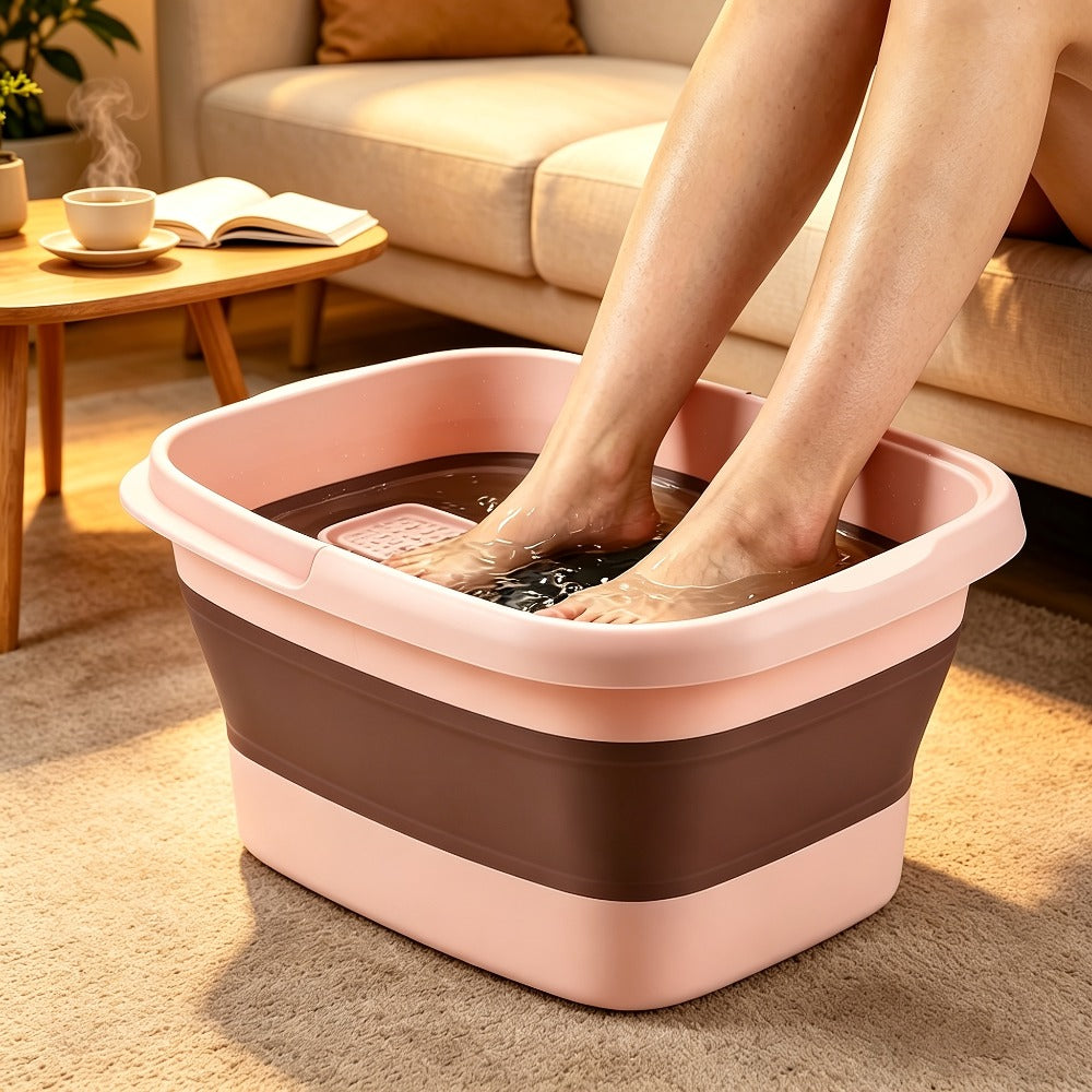 Collapsible Foot Bath Basin 3.96 Gal Foldable Foot Soak Tub with Massage Acupoints Handles Deep Soak Pedicure Home Spa Foot Relief Upgraded Plastic Bucket Green Pink Yellow