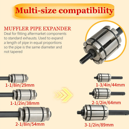 Exhaust Pipe Expander Set 3-Piece – Heavy-Duty Forged Carbon Steel Muffler & Exhaust System Repair Tool Non-Slip Grip for Car, Truck, Motorcycle & ATV