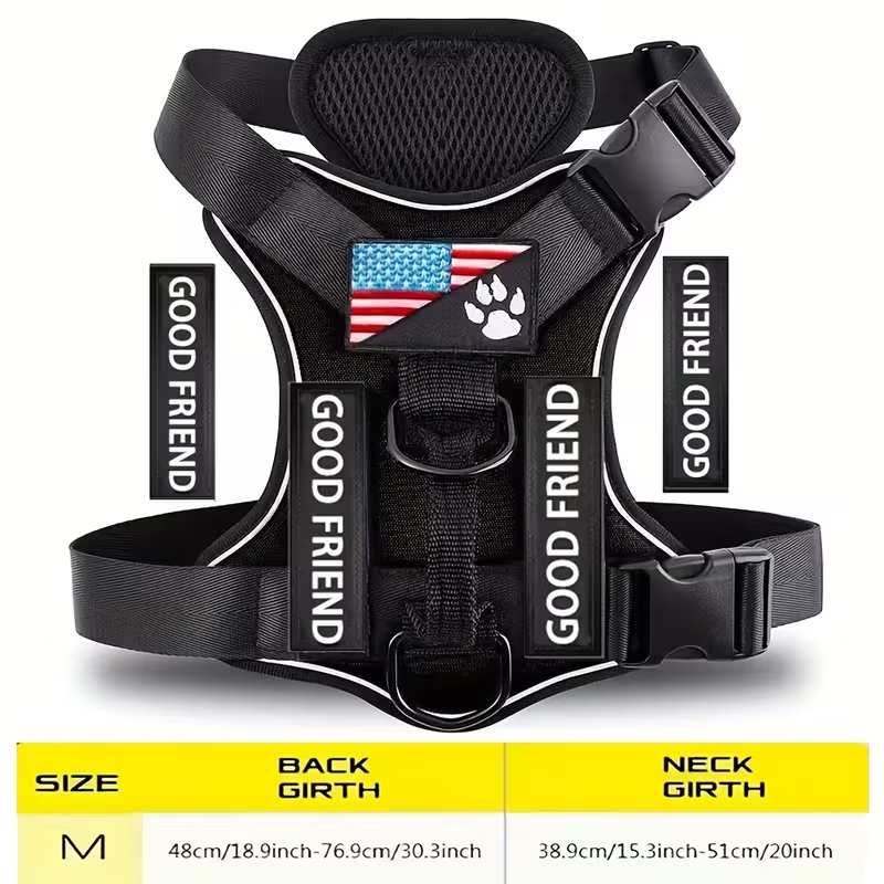 Service Dog Harness with 5 Patches – Reflective Adjustable Oxford Vest with Inner Mesh Layer, Service Dog ID System for Small Medium Large Dogs, XS–XL, 5 Colors