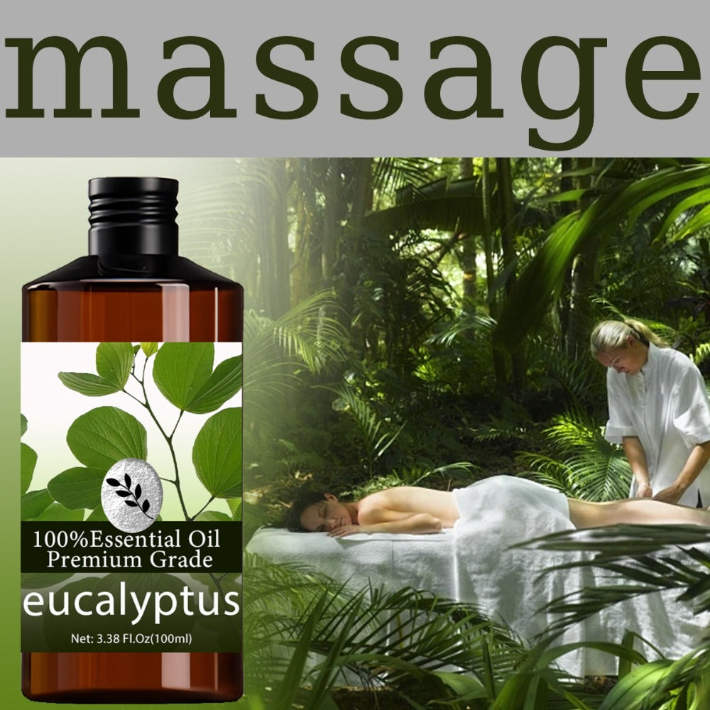 Eucalyptus Essential Oil 100ml Pure Care Grade Aromatherapy Massage Oil Moisturizing Body Hair Nail Skin Fragrance Oil for Men Women Meditation Relaxation Diffuser Scalp Cuticle Care