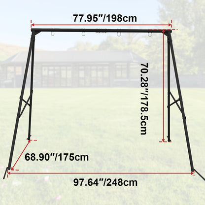 Heavy Duty Swing Set Frame – Full Steel A-Frame Outdoor Swing Stand with Ground Stakes, Supports 2 Swings & Up to 550 LBS, Backyard Playground Equipment for Kids (Swings Not Included, 2 Colors)