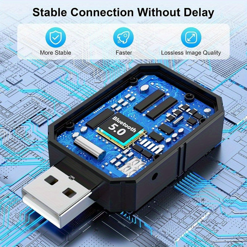 1pc Upgraded Mini CarPlay Wireless Adapter for iPhone/Android - USB-Powered Wireless & Wi-Fi Dual Mode, No Delay Stable Fast Connection, Compact Car Audio Adapter Converts Wired to Wireless, Wireless Carplay Adapter, Vehicle Audio Upgrade, Modern