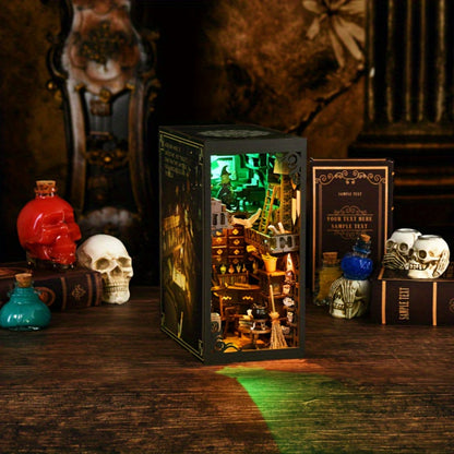 LED Book Nook Kit Master's House – DIY 3D Wooden Vintage Alley Bookshelf Insert with LED Light, Miniature Scene Craft for Adults & Teens, Unique Bookend Home Decor, Birthday Christmas Valentine's Day Gift