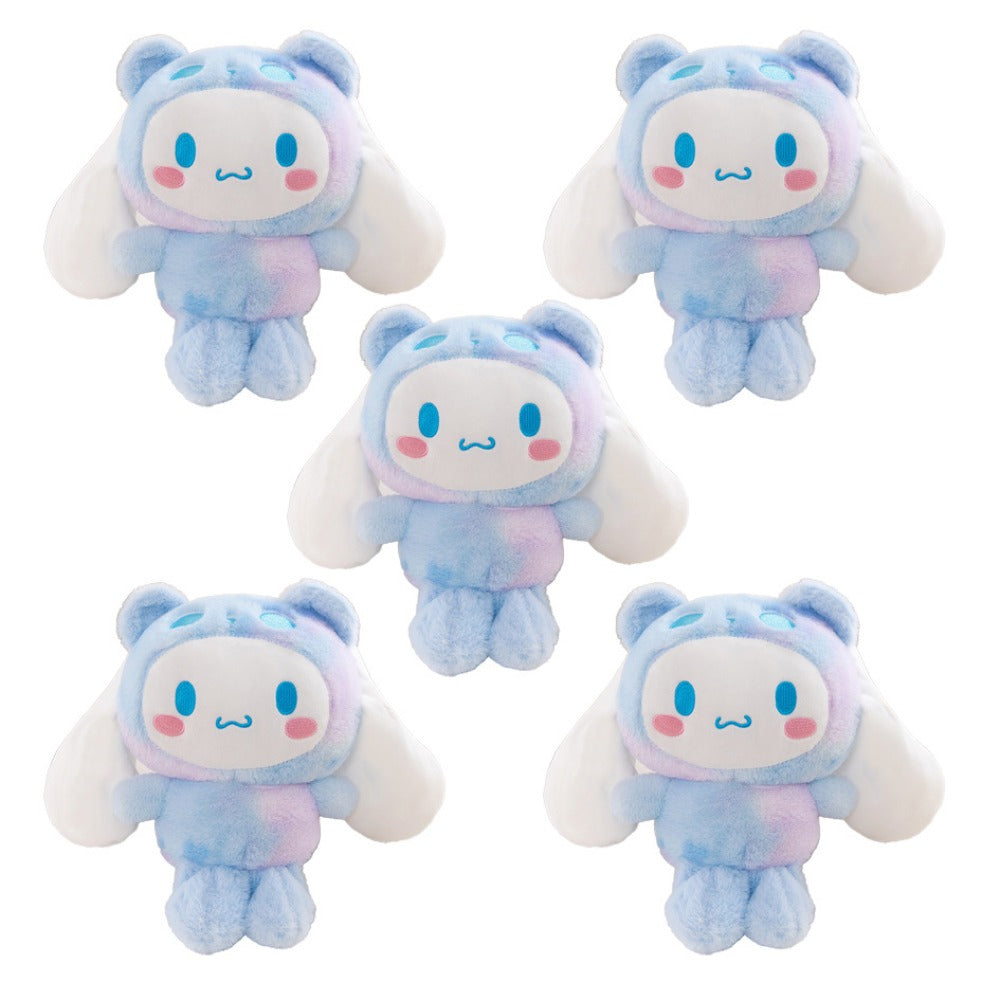 Sanrio Tie Dye Plush Set of 5 – Kawaii Hello Kitty Kuromi My Melody Cinnamoroll Gudetama Stuffed Animals, Room Decor & Birthday Holiday Gift for Girls