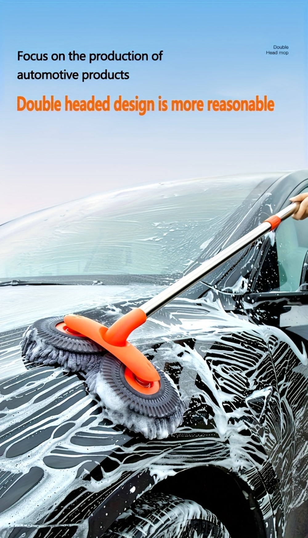 Car Wash Mop with Adjustable Handle – Microfiber Cleaning Brush for Cars & Trucks, Scratch-Free Detailing Tool