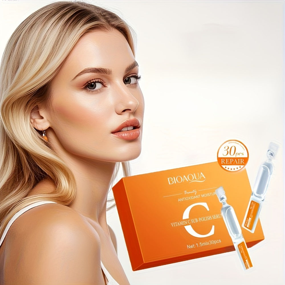 Retinol & Vitamin C Essence Set AM + PM Anti-Aging Serum Duo – Brightening Morning & Firming Night Skincare for All Skin Types, Travel-Friendly Single-Use Portions, 30 Pcs Each