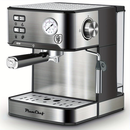 Espresso Machine Stainless Steel – Dual-Brew Coffee Maker with 54.1oz Water Tank, High-Pressure Steam Wand, ESE Pod & Ground Coffee Compatible, 1 & 2 Cup Brewing, Overpressure Protection for Home Barista