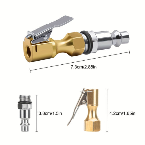 3pcs Air Chucks with Clip, American Closed Flow Lock-on Tire Inflator Chuck, Compatible with Schrader Valve, Durable Automotive Tool