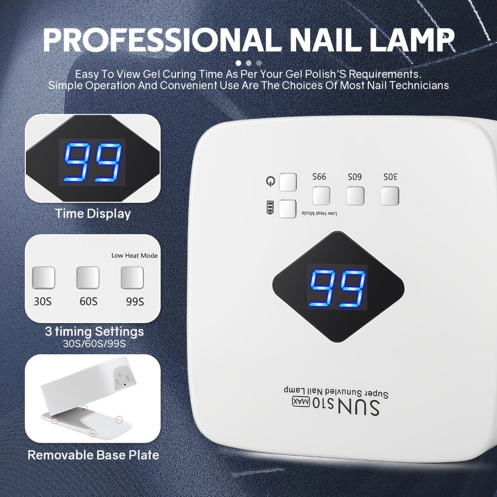 Rechargeable UV LED Nail Lamp 30 Beads – Professional Gel Nail Curing Light Cordless with 3 Timer Settings | Fast Curing Nail Dryer for Home & Salon, Compatible All Gel Polish