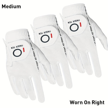 Wet Weather Golf Gloves Rain Grip 3-Pack for Men | Breathable Water-Resistant Golf Gloves for Left & Right Hand – Durable Comfortable Fit in Hot & Wet Conditions (Black, Gray, White | S–3XL)