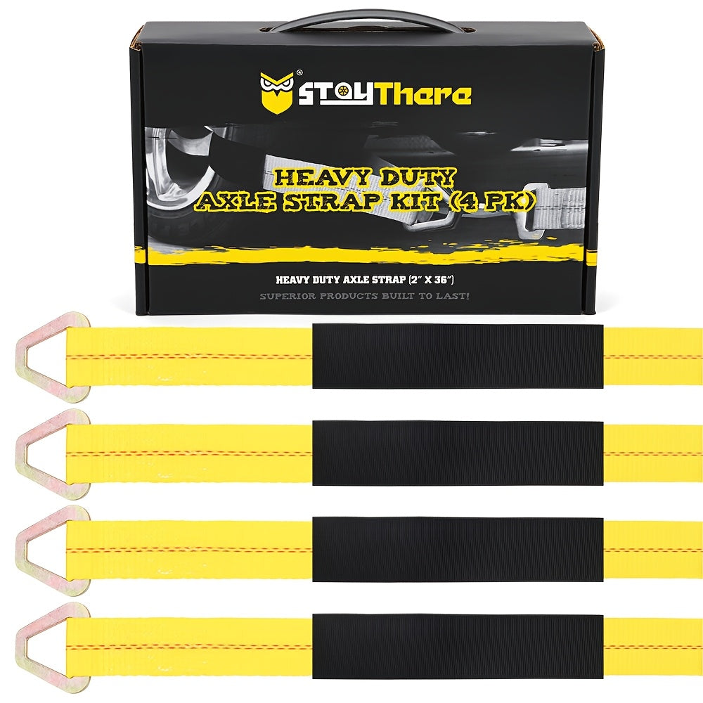Otherya 2" X 36" Long Axle Tie Down Straps, Car Towing Truck Tie Down Towing Wrecker, Axle Tow Straps, Heavy Duty Protective Covers And D-Rings For Peace Of Mind - For Cars, Trucks, Trailers, UTVs And More! (4pc/1PC) Christmas Gifts