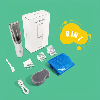Electric Hair Clipper with Automatic Suction & USB Rechargeable — Mess-Free Self-Cutting Cordless Trimmer, Portable Vacuum Hair Catcher, Professional Home Haircut Kit for Men & Women