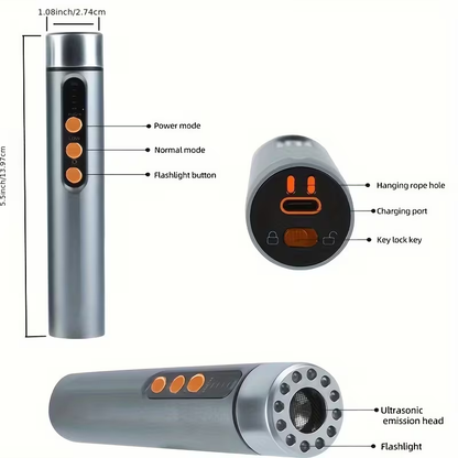 Ultrasonic Dog Bark Deterrent & Training Device with Flashlight – Stop Barking, Repel & Train Dogs Safely at Any Distance