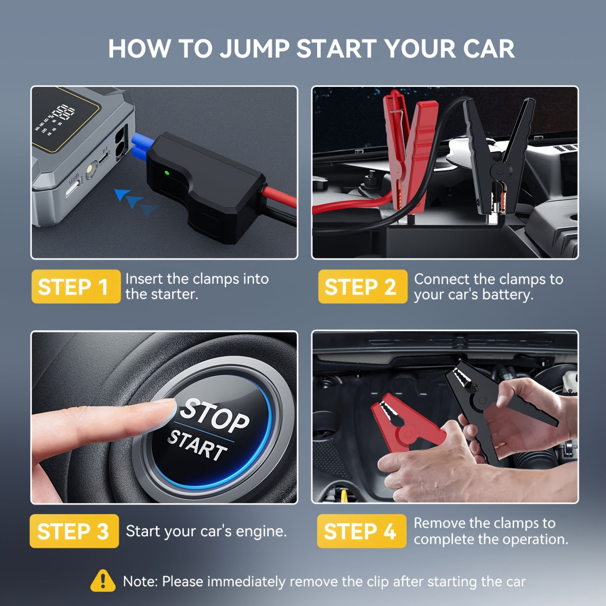 Car Jump Starter, 6000A Peak 26800mAh (Up to All Gas or 2.64gal Diesel Engine, 50 Times) 12V Auto Booster Battery Charger Jump Box with Quick Charger Smart Jump Cables with LED Screen