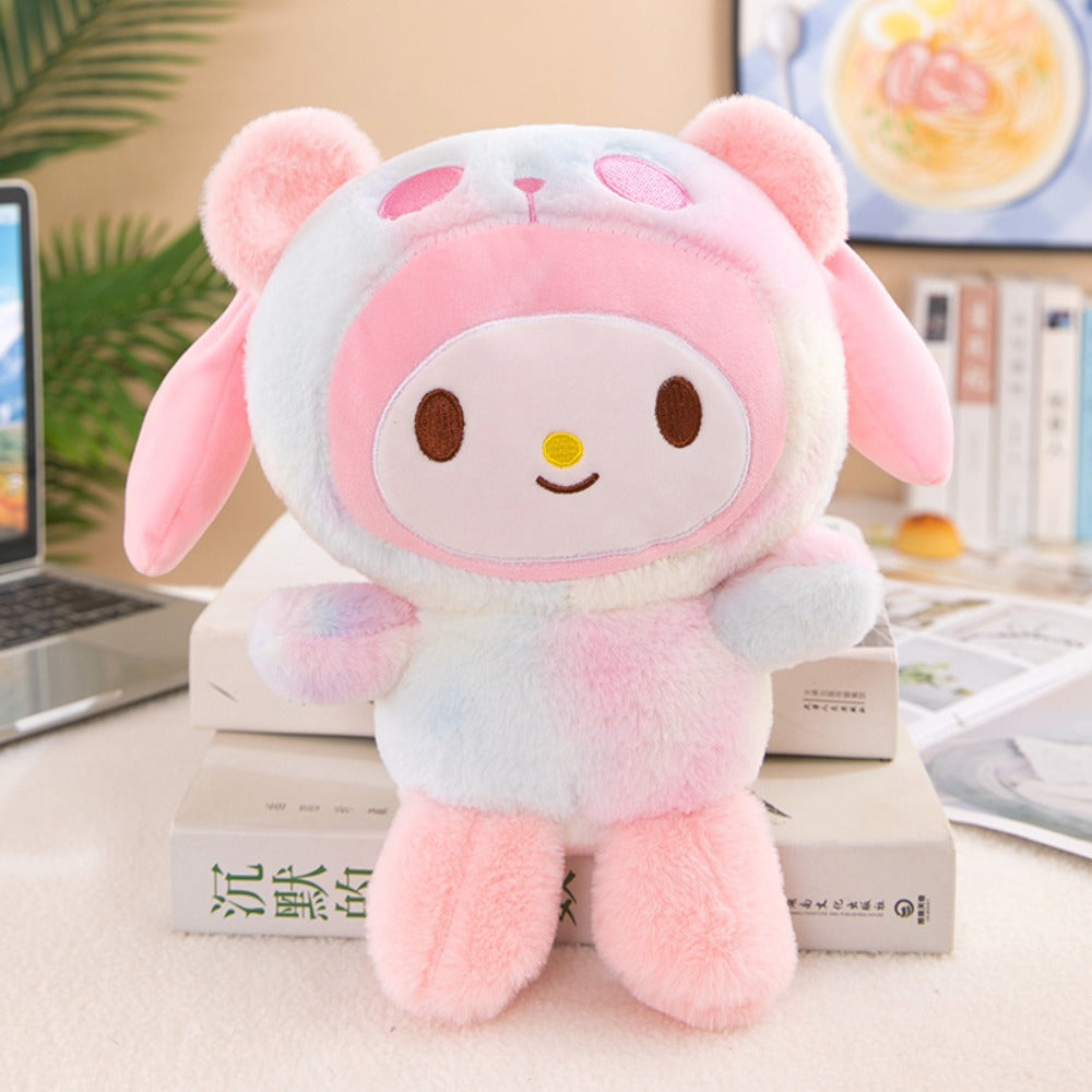 Sanrio Tie Dye Plush Set of 5 – Kawaii Hello Kitty Kuromi My Melody Cinnamoroll Gudetama Stuffed Animals, Room Decor & Birthday Holiday Gift for Girls