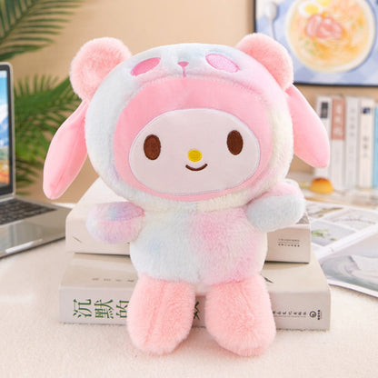 Sanrio Tie Dye Plush Set of 5 – Kawaii Hello Kitty Kuromi My Melody Cinnamoroll Gudetama Stuffed Animals, Room Decor & Birthday Holiday Gift for Girls