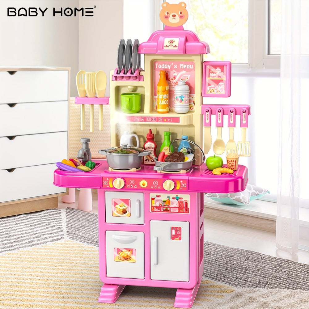 Pretend Play Kitchen Playset with Lights & Sounds – Interactive Toy Kitchen Accessories for Toddlers Ages 3+ – Indoor Kids Cooking Set Christmas Birthday Holiday Gift