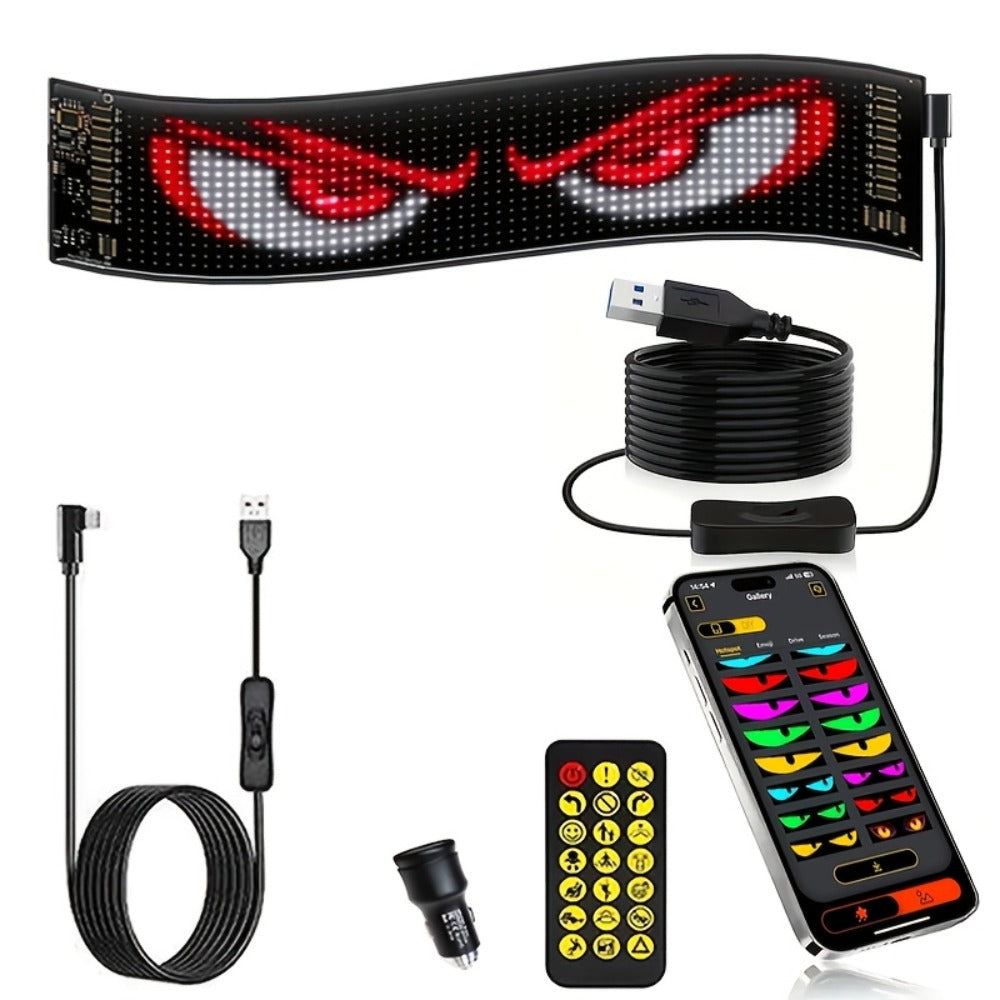 Flexible LED Display Screen Programmable Text & Animation, App & Remote Control, High-Definition RGB Matrix Panel for Any Curved Surface, Unique Gift for Friends & Family, Home Office Party Decoration