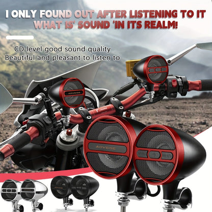 Motorcycle Bluetooth Stereo Speaker System with Built-In Amplifier – 3" Handlebar Mount Speakers, MP3 & USB, 12V, 20W×2 for ATV, Dirt Bike & Cruiser, Waterproof Radio Antenna, Black / Silver