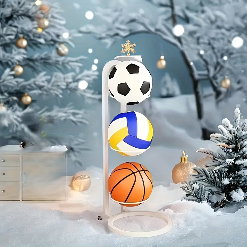 Basketball Storage Rack 3 4 5 Layer | Sports Ball Display Stand for Basketball Football Volleyball | Freestanding Ball Holder Organizer for Home Gym Garage Indoor Outdoor Use