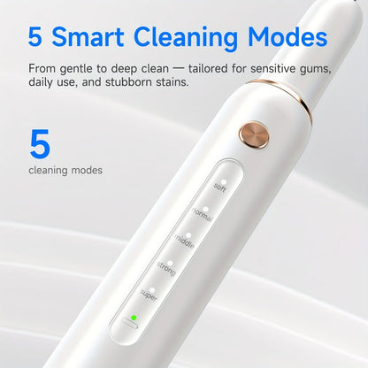 Ultrasonic Tartar Remover Electric Tooth Cleaner 5-Speed IPX6 Waterproof USB Rechargeable Dental Scaler with LED Light Mirror 2 Tips Plaque Stain Removal Tool for Home Oral Care Adults