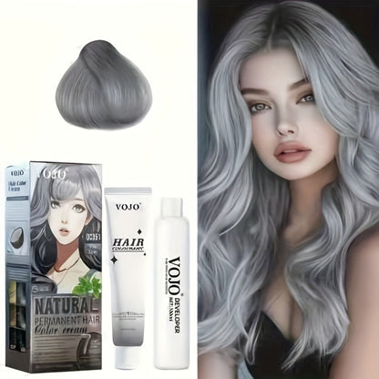 Permanent Hair Dye Kit 12 Vibrant Colors with Developer & Applicator Tools Bleach Blonde Ash Grey Ocean Blue Brown Purple Pink Red Golden Black Long-Lasting DIY At-Home Hair Color Cream Set Women