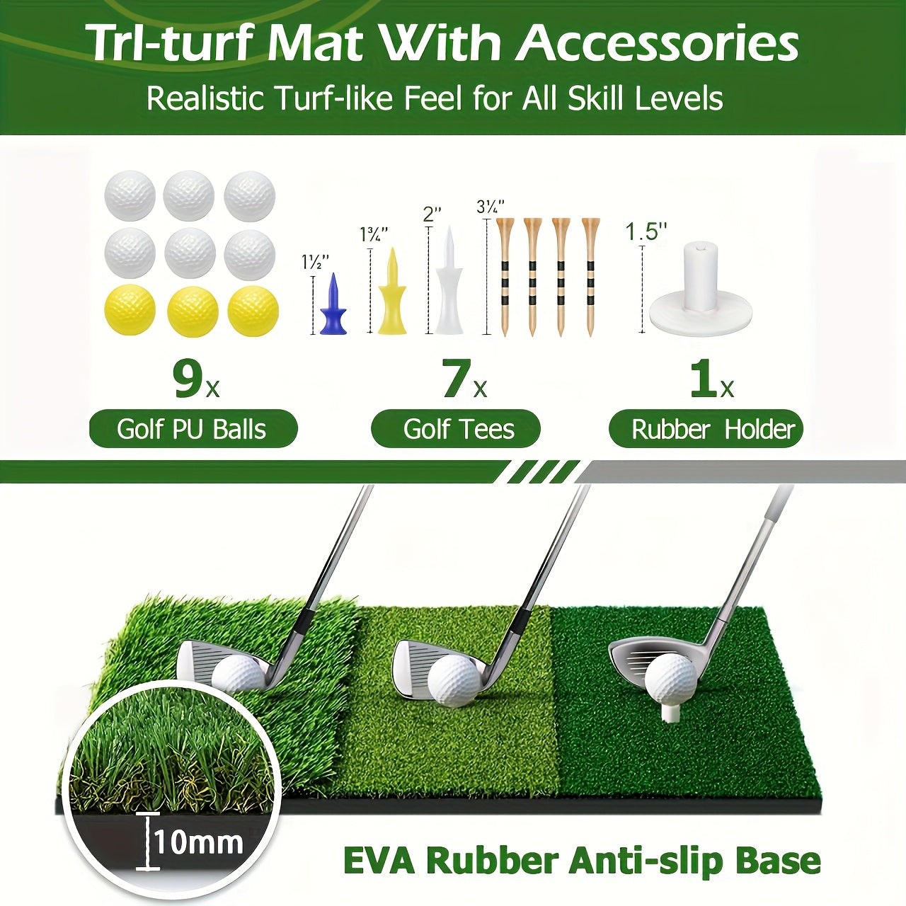 Golf Practice Net 10x7ft with Hitting Mat, Portable Golf Chipping Net for Backyard Indoor Outdoor Use, Golf Training Net for Driving Pitching, Golf Gifts for Men Dad Golfers