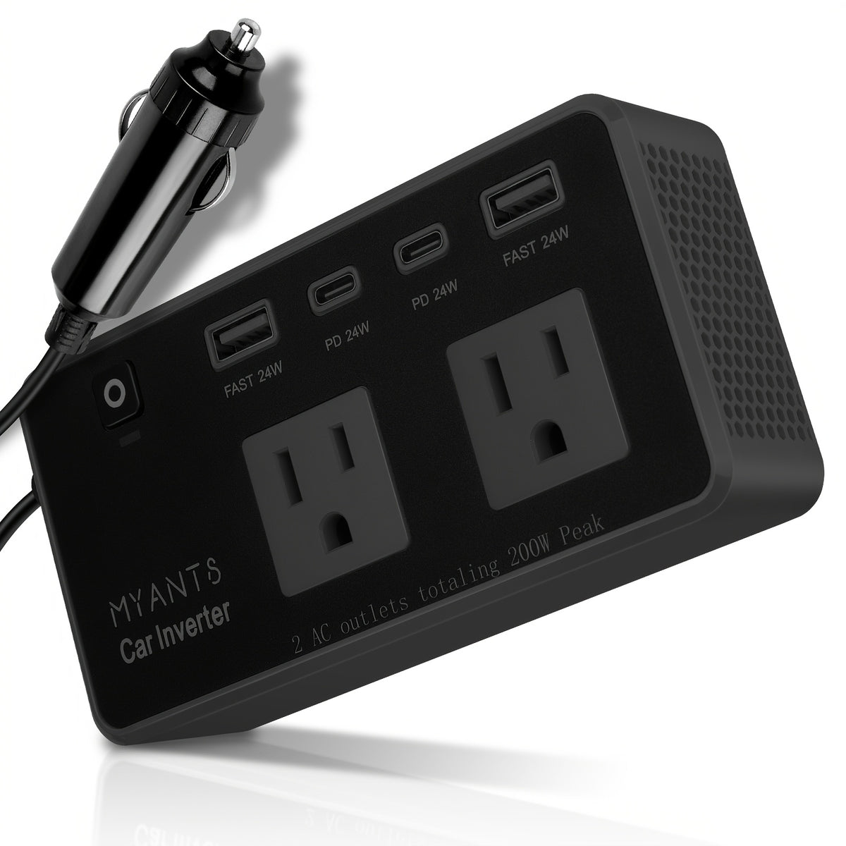200W Car Power Inverter - 12V DC to 110V AC Car Outlet Adapter Converter with 4 Port USB C 24W PD3.0 & QC3.0 USB A Fast Car Charger Adapter Plug for Laptop Travel, Road Trip Essential, Clearance Gift, Garden Tools