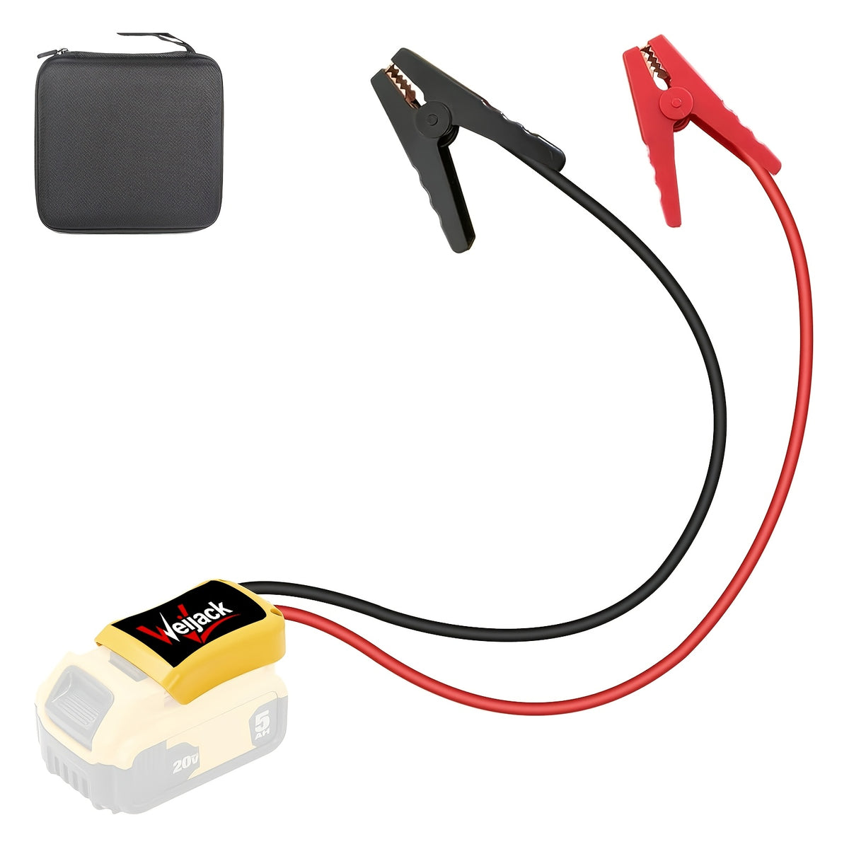 Jumper Cable Clamps for Dewalt 20V Battery, 6ft 12AWG Portable Battery Jumper Starter Automotive Booster Cables for Jump Starting Using Tool, Without Battery
