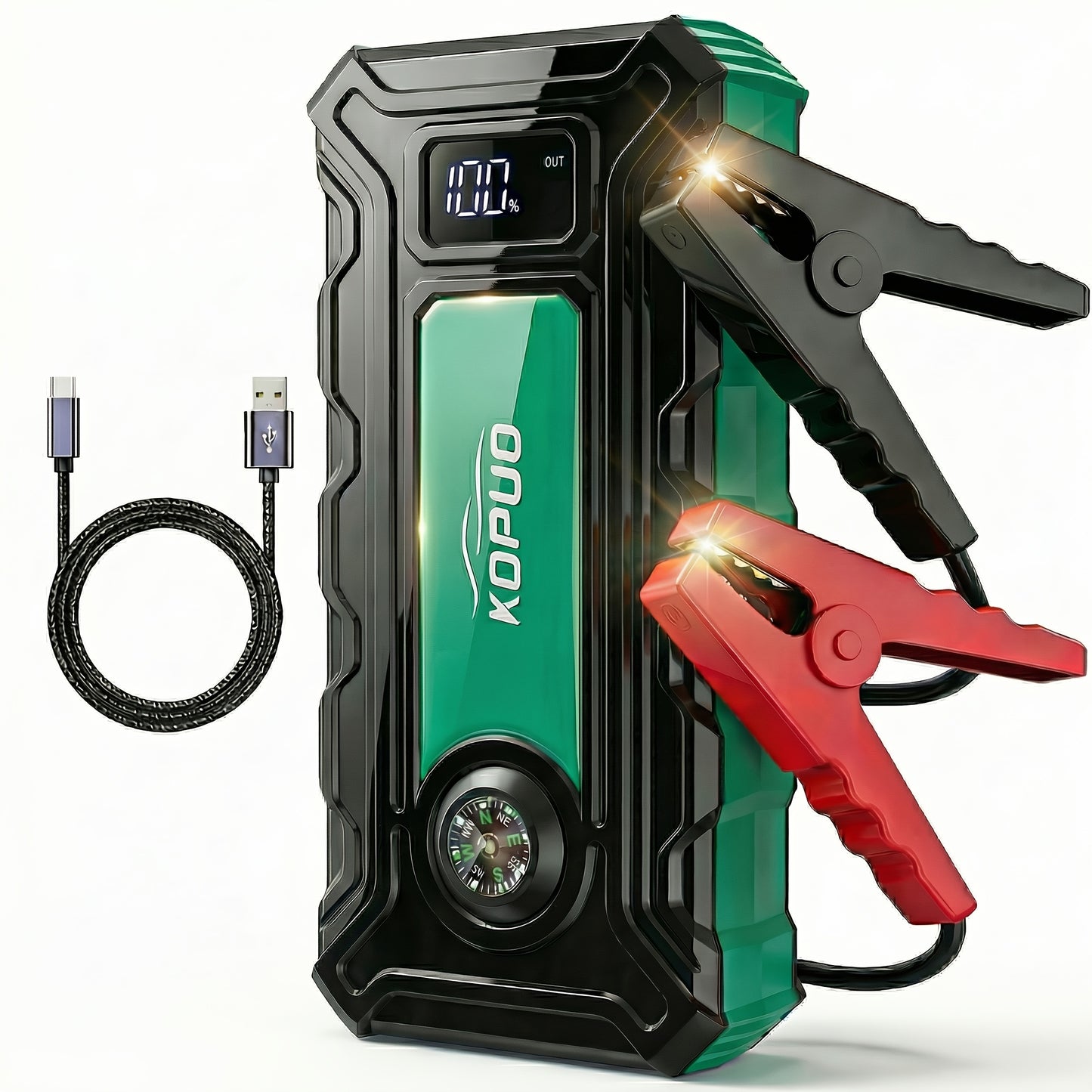 KOPUO 5000A Optional 6000A Car Battery Jump Starter, Battery Jumper Starter Portable (2.38gal Gas/2.11gal Diesel), 65W Charging Jump Box, Portable Car Jump Starter with 160W, Compact, Camping Essentials