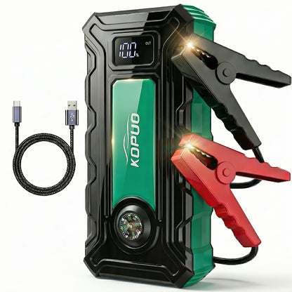 KOPUO 5000A Optional 6000A Car Battery Jump Starter, Battery Jumper Starter Portable (2.38gal Gas/2.11gal Diesel), 65W Charging Jump Box, Portable Car Jump Starter with 160W, Compact, Camping Essentials