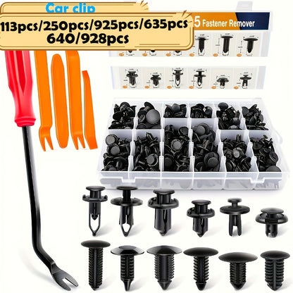Car Retainer Clips Push Fasteners Kit Bumper Plastic Rivets Assortment for Auto Interior Exterior Trim Panel Body Clips - 113 to 928 Pcs