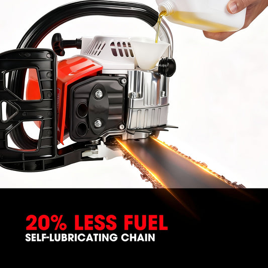 62CC Gas Chainsaw 20 Inch – 2-Stroke Engine, Anti-Vibration, Logging & Farm