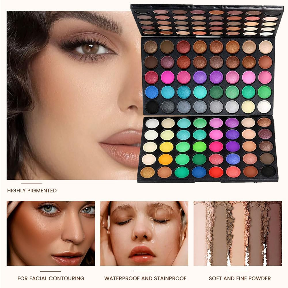 120 Color Eyeshadow Palette with 6 Makeup Brushes Shimmer Matte Multi Color Eye Shadow Kit for Stage Cosplay Halloween Party Daily Glam Women Gift