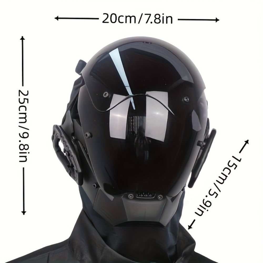 Cyberpunk Mask Futuristic Black for Adults & Teens – Sci-Fi Face Covering for Halloween Rave Club LARP Stage Cosplay, Dystopian Costume Prop & Collectible Gift, Unisex