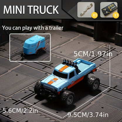 1:64 Scale Mini RC Car Alloy Off-Road Truck with Shock Absorbers – Pocket-Sized Remote Control Car for Boys Ages 6 7 8 9 10, Birthday Christmas Halloween Gift (Gray/Teal/Blue/Mixed)