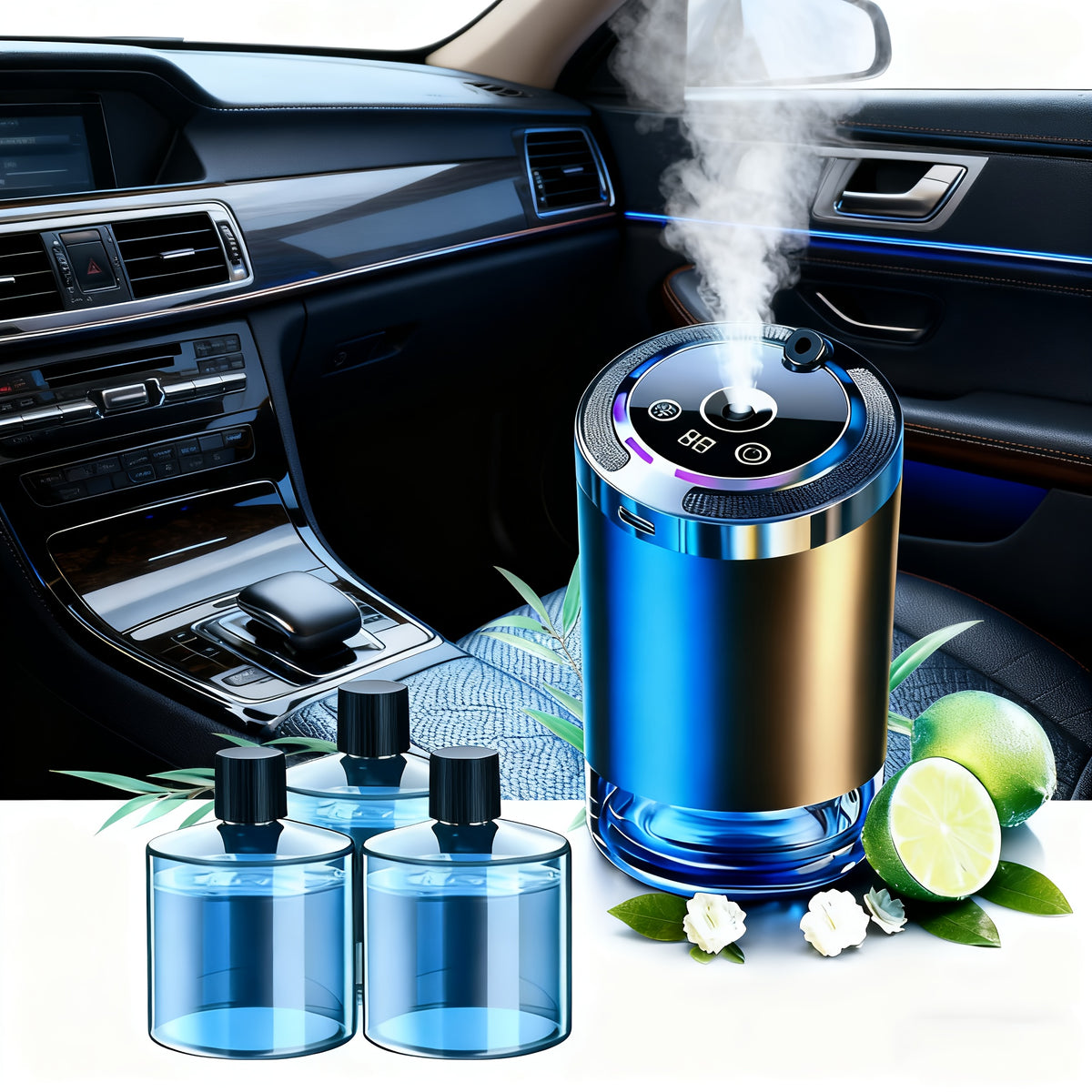 Smart Car Aroma Diffuser - Comes with 1/3 Bottles Of 1.69oz Ocean-scented Essential Oils, Car Air Freshener, Car Aroma Diffuser, Humidifier, Starry Sky Projection, And Ambient Light. Essential Oil Diffuser, The Essential Oil Diffuser Features Car